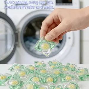 5D Laundry Gel Beads, 5-In-1 Effect, 10/30 Pieces, 540g Bucket, Camellia Scent, Antibacterial, Strong Stain Removal, Household Softener