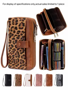 Ladies' Vintage Large Capacity Wallet, Double Zipper Closure, Multi Slot Coin Purse, Cash Pocket, Simple And Portable Wrist Strap, Suitable For Daily Use, Christmas Gift, Valentine's Day Gift, Ideal Gift