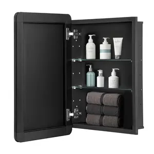 【FathersDayGift】VEVOR Medicine Cabinet,  , 25.5 x 40 inch, Medicine Cabinet for Bathroom with Mirror,  Aluminum Frame Bathroom Wall Cabinet, 4-layer Adjustable Shelves, Recessed & Wall-mounted Installation