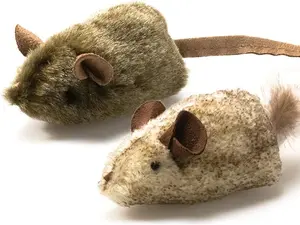 OurPets Play-N-Squeak Twice the Mice Cat Toy, 2pc - Interactive Catnip Toy with Real Mouse Electronic Sound