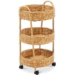 Best Choice Products 3-Tier Round Rolling Nursery Caddy w/Wheels, Utility Cart for Storage Organization