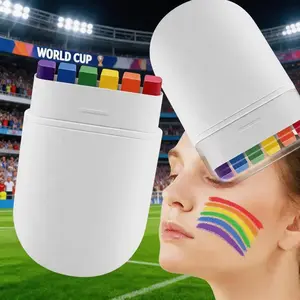 Facial painting crayon set, 6-color rainbow paint sticks, non-toxic washable facial and body painting marker, rugby game, sports event, carnival, Halloween, children and adult party role-playing