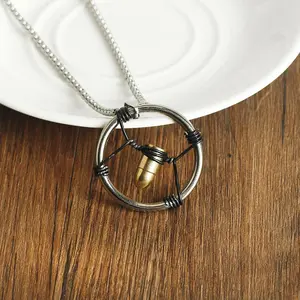 Bullet Pendant Necklace - Retro Punk Style, Intricate Metalwork and Black Cord v necklace cyberpunk, Fashionable Game Merch Accessory