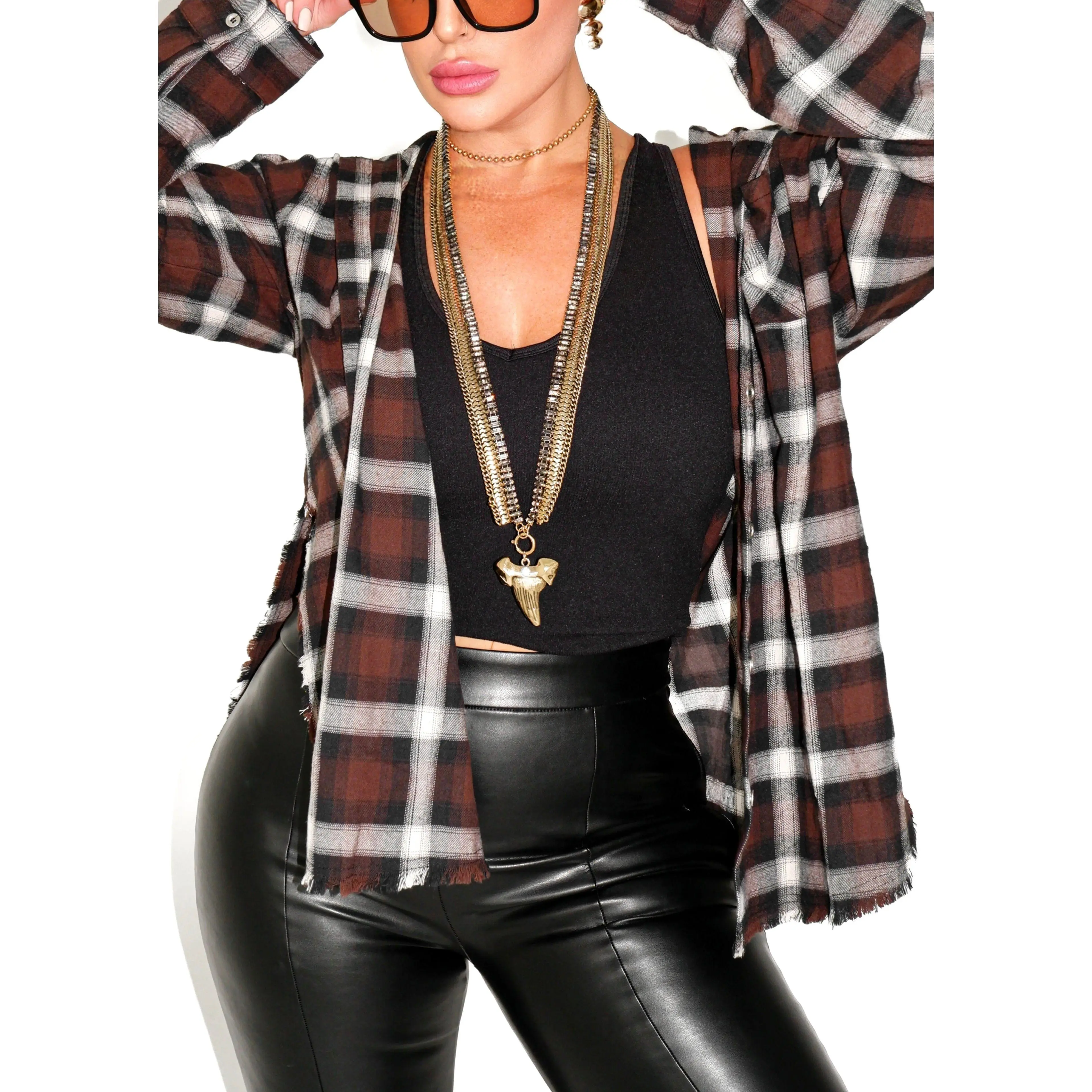 NOT YOUR BOYFRIEND'S SIDE SLIT FLANNEL