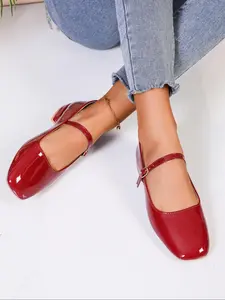 Women's Fashionable Solid Color Classic Mary Jane Shoes, Casual Comfortable Flat Shoes for Daily Wear, Lightweight Breathable Shoes for Women & Girls