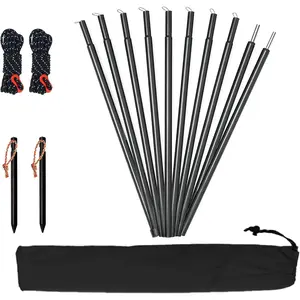 Adjustable 75in Thicker Tarp Poles, 0.63in Diameter Portable Heavy Duty Canopy Tent Poles, Camping Accessories for Tarps, Awnings, Shelters, Hiking, Backpacking