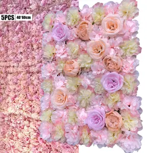 5PCS Artificial Flower Wall Panels - Dahlia, Rose & Peony Decor for Indoor/Outdoor, DIY & Easy Install Plastic Floral Plant Decorative Fruit Ornaments