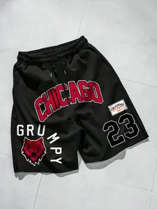 Unisex Streetwear Hip Hop Chicago Print Tiger Pattern Sport Shorts, Loose-Fitting Summer Casual Street Style, Y2K Basketball Football，Suitable for summer casual and street style, Y2K fashion, outdoor fitness outfits, men's gifts