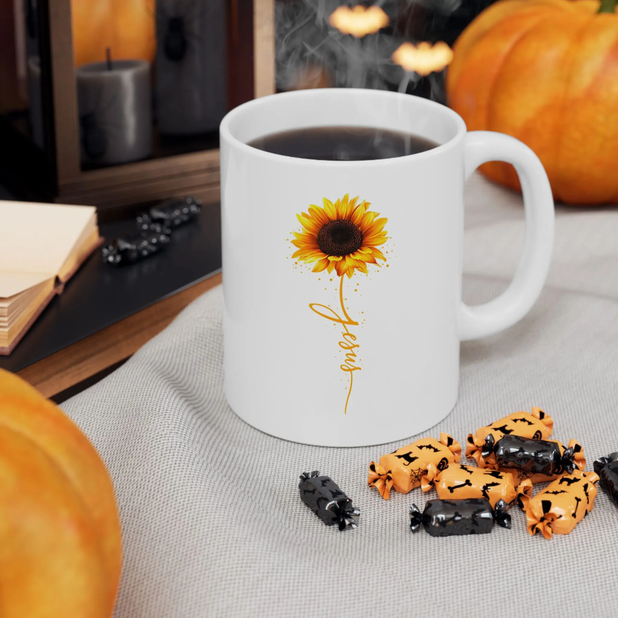 Sunflower Illustration Mug | Hand-Drawn Yellow Floral Ceramic Coffee Cup