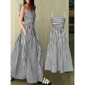 2026 Women'S Striped Print Cami Dress, Casual Sleeveless Spaghetti Strap Dress For Summer, Ladies Clothes For Beach Holiday