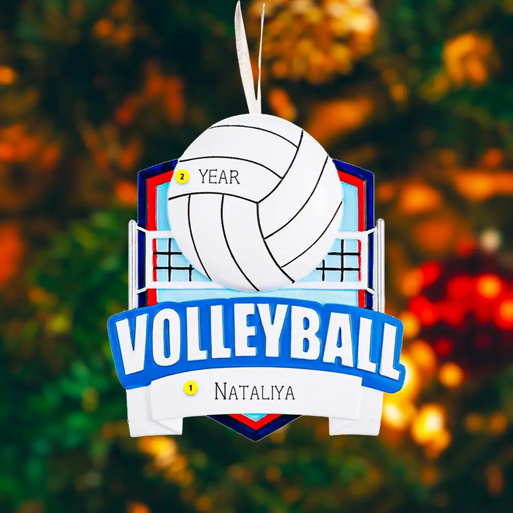 Personalized Volleyball Ornament | Christmas Team Gift | Volleyball Net Ball Decor | Raised 3D Details