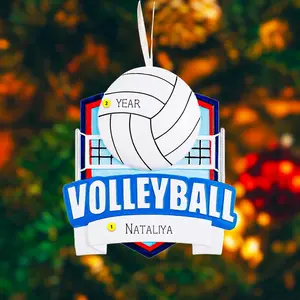 Personalized Volleyball Ornament | Christmas Team Gift | Volleyball Net Ball Decor | Raised 3D Details