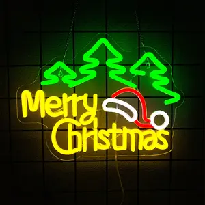 Merry Christmas Tree Neon Sign with Decorations - Holiday Wall ArtMerry Christmas Tree Neon Sign with Decorations - Holiday Wall Ar