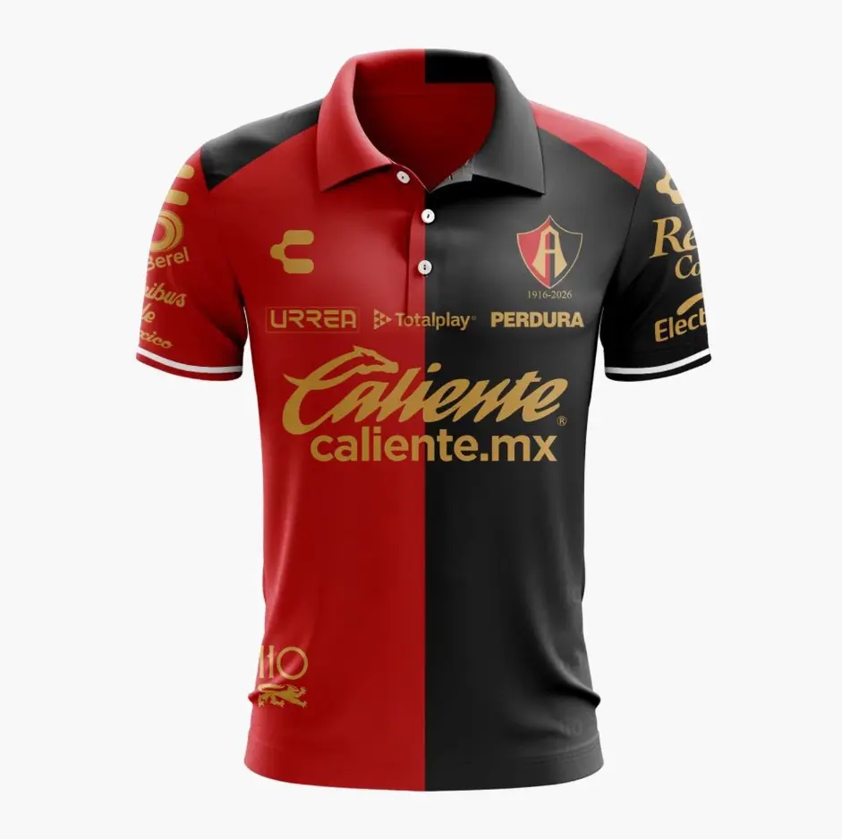 Atlas FC 2026-2027 110th Anniversary Home Polo Shirt, Liga MX Soccer Polo, Unisex Football Fan Apparel