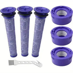 6 Pack Vacuum Filter Replacement Kit for Dyson V7, V8 Animal and V8 Absolute Cordless Vacuum, 3 Post Filter, 3 Pre Filter,  1 brush Replaces Part # 965661-01 & 967478-01