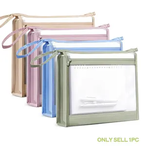 Thickened Double-Layer A4 Document Storage Bag 4 Color Classification Large Capacity Office File Organizer