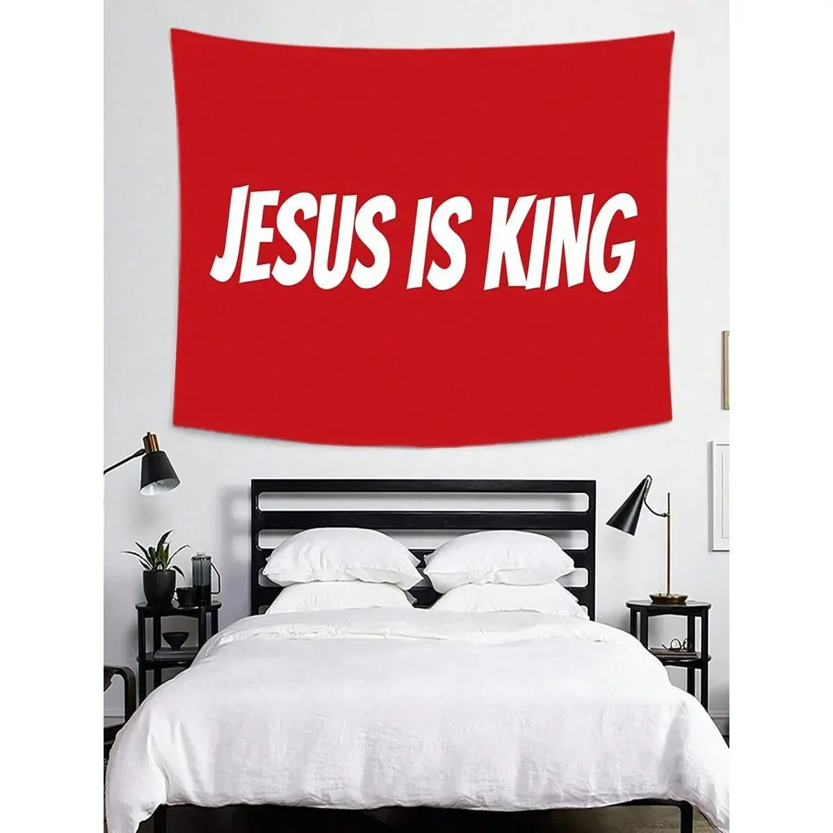 1 piece Jesus Is King Tapestry Red Polyester 90g Wall Hanging Home Aesthetic Decoration Tapestry Suitable For Bedroom Dormitory Background Decoration Theme Party Bar Decoration Tapestry Ideal Holiday Gift 40in*60in