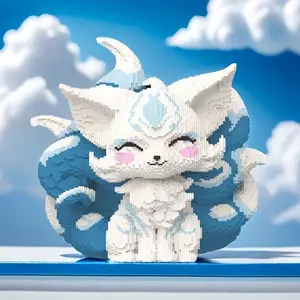 12646pcs Nine-Tailed Fox 3D Puzzle Building Block Creative Decoration, Birthday/halloween/festive Gift, DIY Craft Home Decor Statue