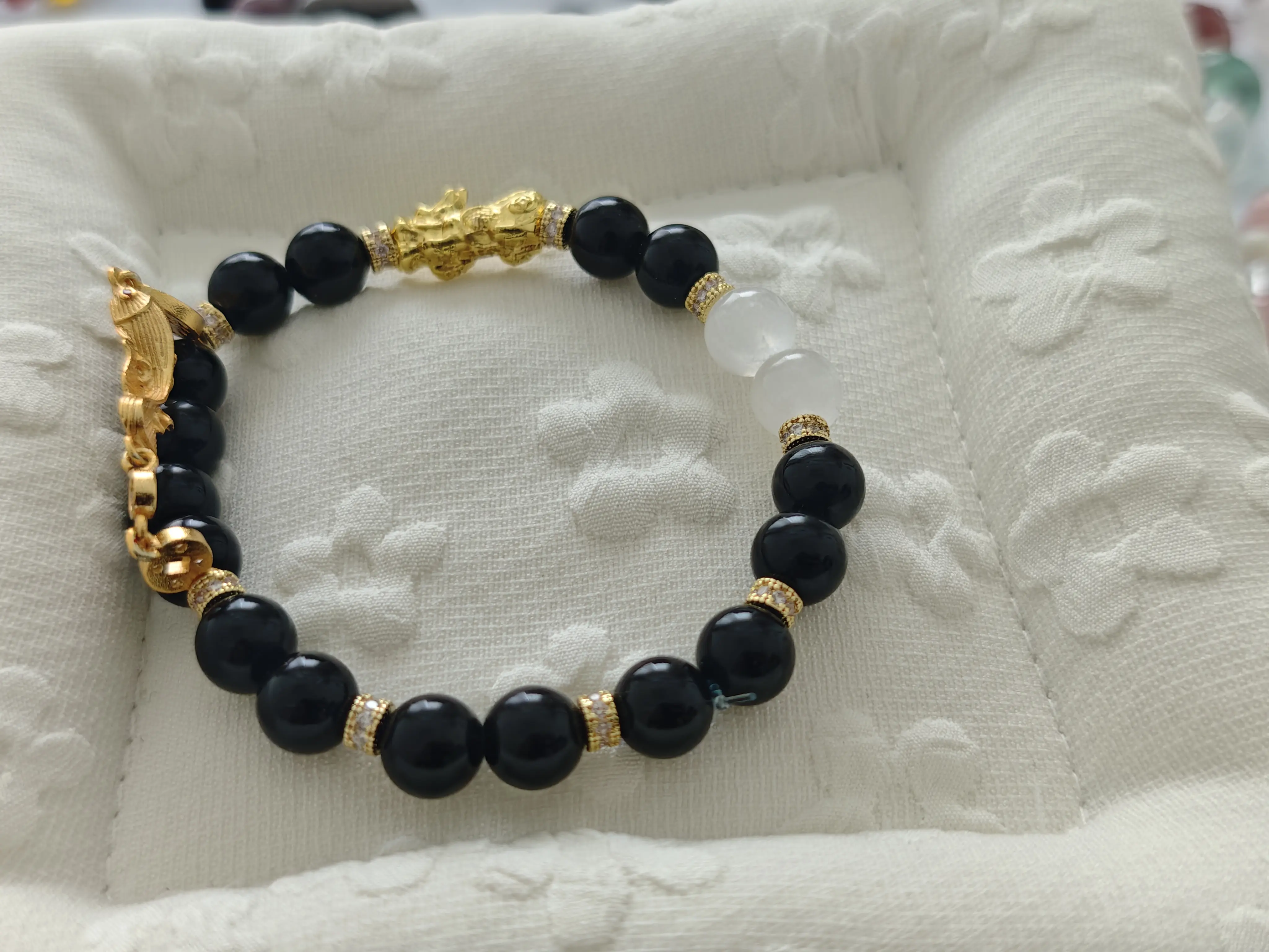 Taotao (14971)gc Unisex DIY Pixiu Motif Natural Crystal Bracelet - Crystal Beads Jewelry Accessory