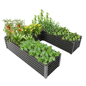 A ANLEOLIFE 6x6x1.5ft U-Shaped Galvanized Raised Garden Beds, Anti-Rust & Easy-Setup Outdoor Growing