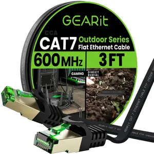 GEARit   Black Cat7 Flat Outdoor Ethernet Cable