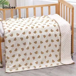 Baby Blanket Soft Skin-Friendly, Newborn Muslin Sleep Mat, Cartoon Print, 3D Bean Velvet, Washable, Perfect Gift for Christmas Halloween Thanksgiving