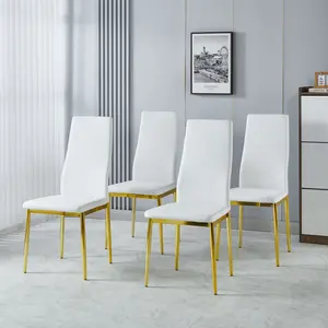 chair set of 4, GOLDEN COLOR LEG, WHITE SEAT