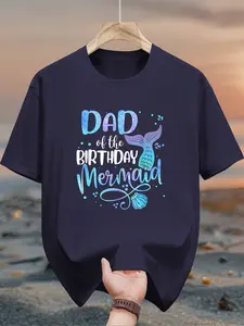 Men's pure cotton casual short-sleeved T-shirt, spring and summer style short-sleeved solid-color printed casual sports T-shirt, all-cotton home and outdoor comfortable and breathable round-neck T-shirt, suitable as a gift for men