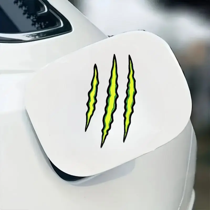 1PC Waterproof & Scratch-Resistant Monster Claw Sticker, Universal car sticker, Suitable for Car Bumper/Rearview Mirror, Motorcycle Fender, Skateboard Gear, Neon Green Logo Decal, Sticker for cars, Add Personality and Recognition to Your Outdoor Gear