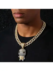 New European and American style men's full-diamond chain hip-hop style personalized cartoon animal turtle exquisite trendy pendant necklace
