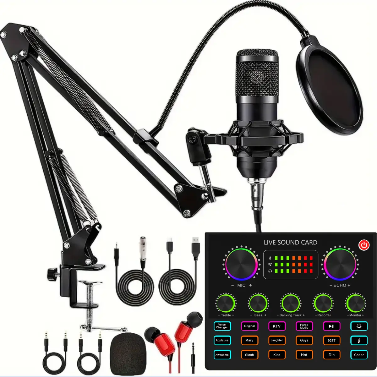 Podcast Equipment Bundle, V8max Voice Changer with BM-800 Podcast Microphone Bundle - Studio Condenser Microphone Perfect for Podcasting, Recording, Singing, Streaming and Gaming