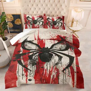Spider and spiderweb pattern creative design printed blanket, perfect for bedroom decoration of children who love Spider Man, includes 1 blanket and 1 or 2 pillowcases without a core