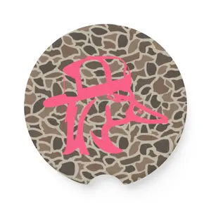 Old School Camo with Pink Redneck Duck Soapstone Car Coaster, Hunting Gifts, Duck Hunting, Car Accessories