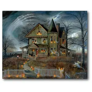 Courtside Market Haunted House 16x20 Canvas Wal l Art