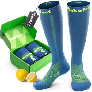 Compression Socks for Women Men 20–30mmHg, 2 Pairs Thick Knit Compression Stockings for Travel, Nurses, Daily Wear, Improve Circulation & Leg Support (Blue+Fruity, Large-X-Large)