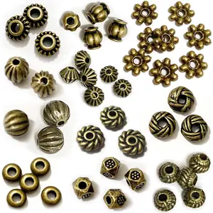Metal Spacer Beads - Durable Quality & Antique Style - Assorted Brass Bead Spacers for Bracelets, Necklaces & Earrings - Ideal for DIY,  Making & Crafting - Small (500pcs)