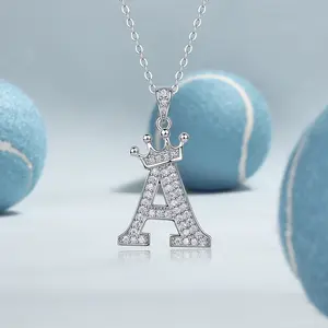 A personalized collarbone necklace with your initials, featuring an S925 sterling silver fashion D-color moissanite pendant, suitable for holiday gifts and everyday wear