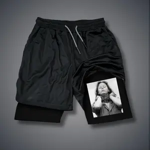 [Viral] 80s 90s Double-Layer Sports Shorts Graphic Shorts Black Camo Streetwear Shorts Men Outfits Men Vacation Outfits Shorts