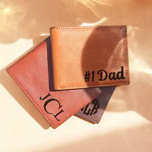 Personalized Leather Wallet with Monogram or Handwriting, Custom Engraved Gift for Him or Her