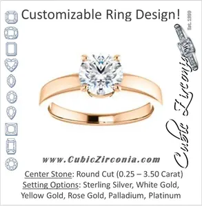 Cubic Zirconia Engagement Ring- The Myaka (Customizable Round Cut Solitaire with Medium Band)
