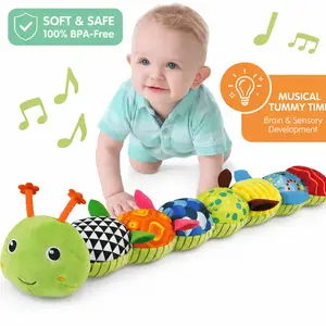 Baby Musical Caterpillar Plush Toy - Multi-Sensory Stuffed Animal with Crinkle, Rattle, & Squeaker | Soft Tummy Time & Crawling Development Gift for Newborns Infants 0-12 Months Toddlers 1-3