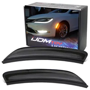 iJDMTOY Smoked Lens Amber Full LED Front Side Marker Light Kit For 2015-2017 Chrysler 200, Powered by 66-SMD LED