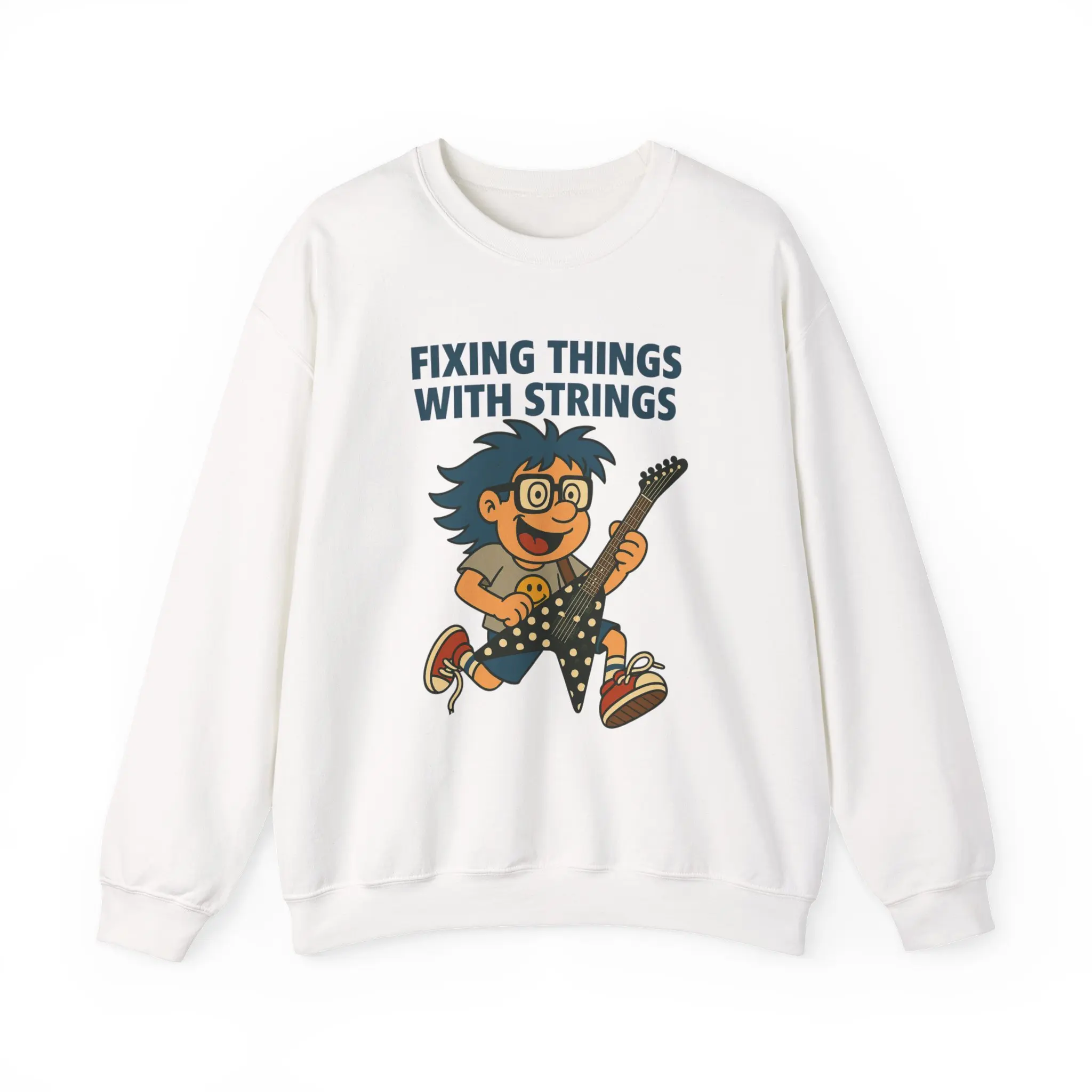 FTWS Guitar Player Cartoon Sweatshirt — Funny Musician Crewneck