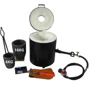 LSMIITTH 16KG(35LBs) Single Burner Metal Melting Furnace Foundry 2 Crucibles Tong Casting Mold Gas Forge