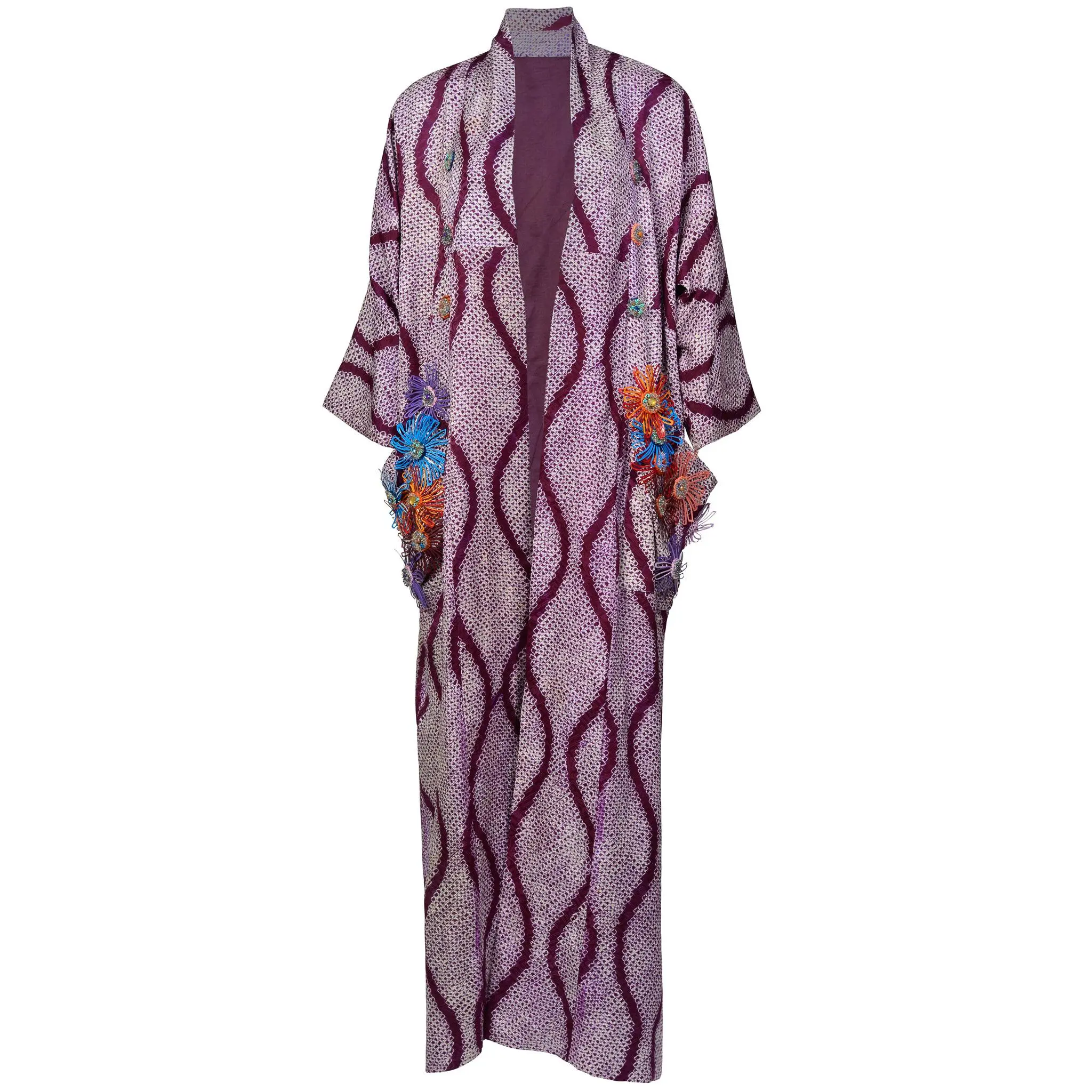 Purple Shibori Long Kimono