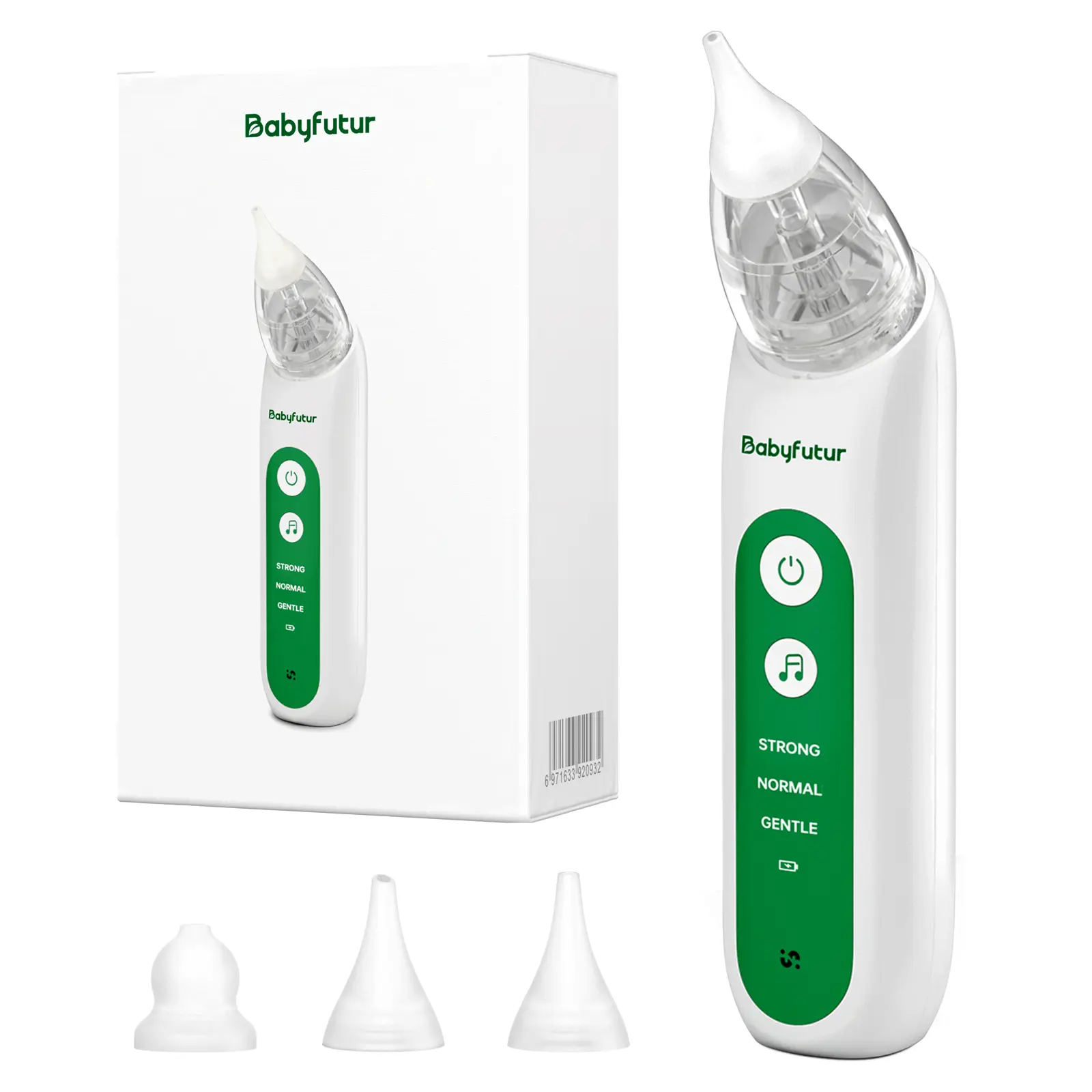 Baby Futur Electric Nasal Aspirator for Newborns, 3-Speed Adjustable Strong Suction Nose Sucker with Soothing Music, Safe Silicone Nose Cleaning Tool