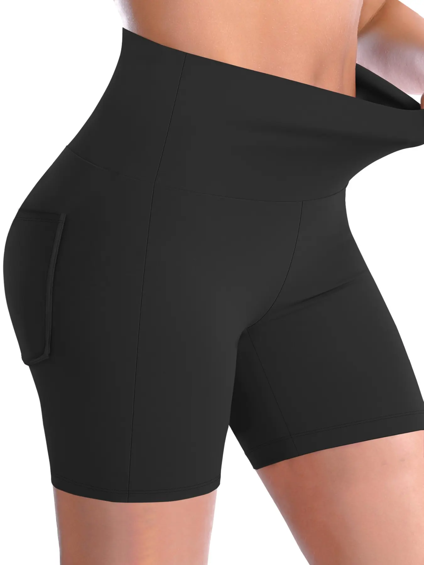 Women's High Waist Pocket Tight Shorts, High Elasticity Casual Pants, Fashion Summer Shorts, Comfortable and Stylish