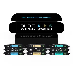 DUDE Wipes Stool Kit- 9 Packs, 432 Flushable Wipes -- Mint Chill, Shea Butter, & Unscented - Extra Large & Septic Safe