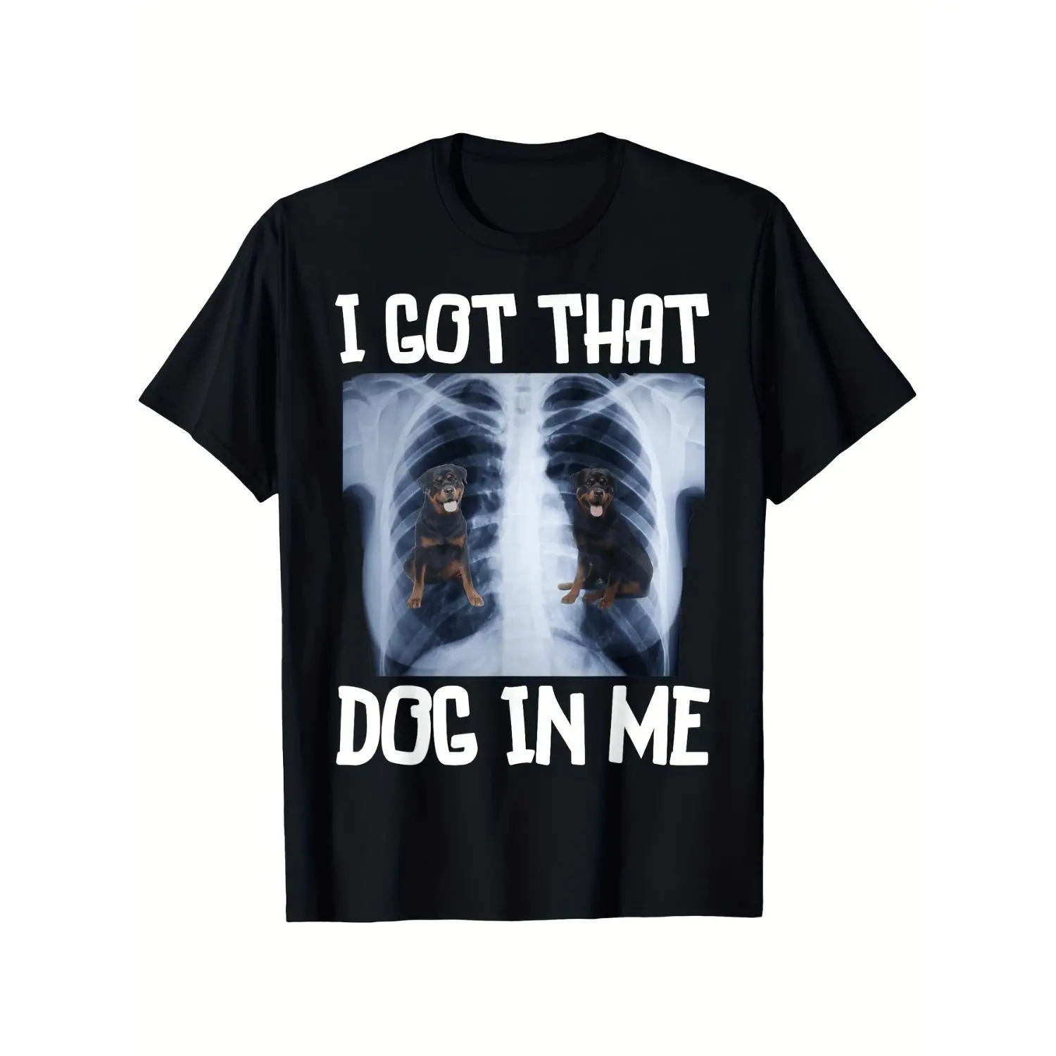 Funny Rottweiler Dog Lover Xray Meme Design Graphic Print T Shirt Casual Short Sleeve Comfortable Versatile Summer Tee Unisex Pet Gift