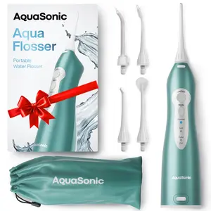 AquaSonic Aqua Flosser Standard, Lightweight & Waterproof, 5x More Effective than Traditional Flossing Portable Oral Irrigator Dental Cleaning Kit Cleanser